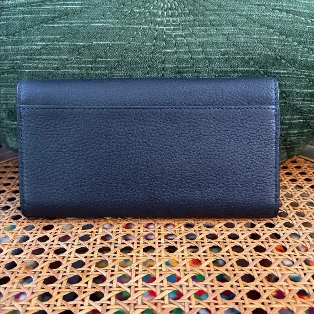 Coach Mid-Y2K Blue Pebbled Leather ID Strap Clutch Wallet